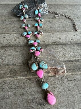 Cotton Candy Turquoise Statement Lariat